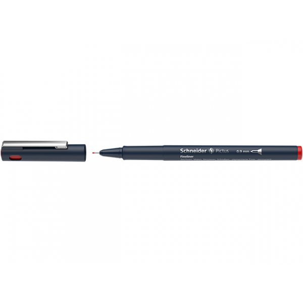 6 Stück Schneider Fineliner Pictus, 479684, tiefblau (Schreibfarbe: rot), 0,9mm 4004675011077 Schneider