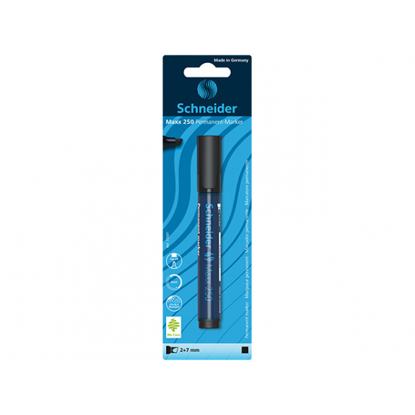5 Stück Schneider Permanent-Marker Maxx 250 schwarz, Blisterkarte mit 1 Stück 4004675011336 Schneider