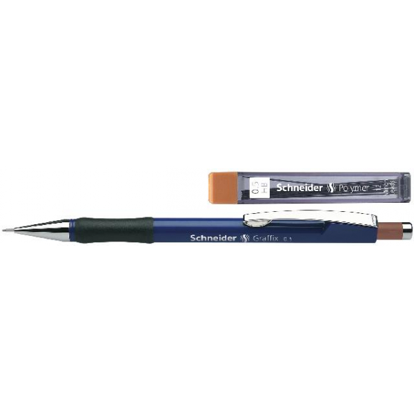 10 Stück Schneider Druckbleistift Graffix, 406651, Härte HB, 0,5mm, blau, mit Radiergummi 4004675016836 Schneider