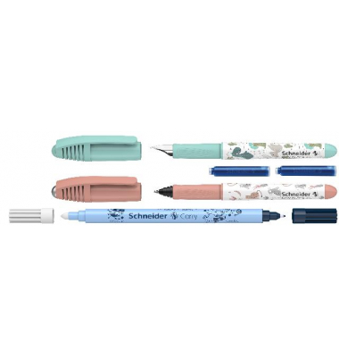 Zippi-Set mit je 1x Füller, Tinten- roller, Corry + 2 Patronen, Blister