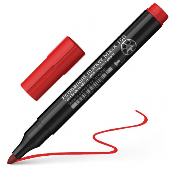 10 Stück Schneider Permanent-Marker Maxx 160 rot, Rundspitze 1-3mm 4004675050274 Schneider
