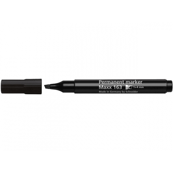 10 Stück Schneider Permanent-Marker Maxx 163 schwarz, Keilspitze 1+4mm 4004675050304 Schneider