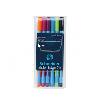 Kugelschreiber Slider Edge 407765, blau / schwarz / rot / hellgr&uuml;n / pink / violett, 0,7mm, Einweg