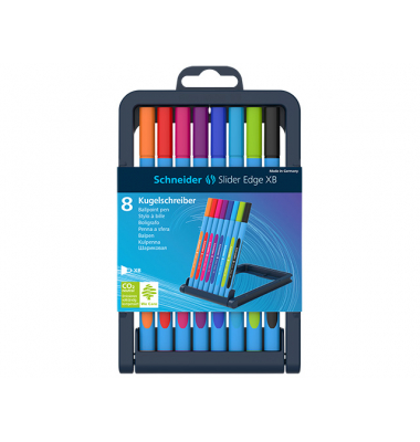 Kugelschreiber Slider Edge 447256, orange / rot / pink / violett / blau / hellblau / hellgr&uuml;n / schwarz, 0,7mm, Einweg