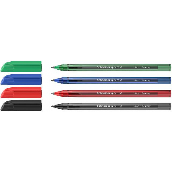 10 Stück Schneider Kugelschreiber Vizz M 475459, blau / schwarz / rot / grün, M, Einweg 4004675140296 Schneider
