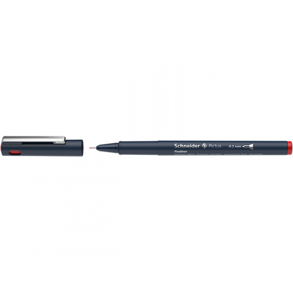 6 Stück Schneider Fineliner Pictus, 477781, tiefblau (Schreibfarbe: rot), 0,2mm 4004675141910 Schneider