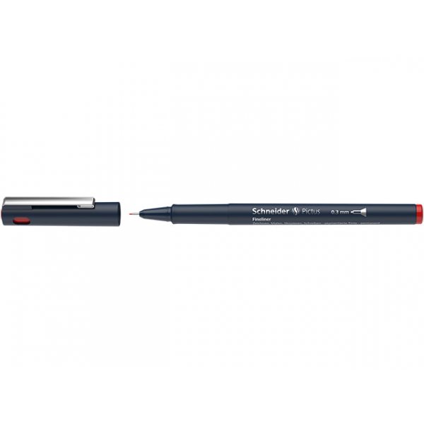 6 Stück Schneider Fineliner Pictus, 477785, tiefblau (Schreibfarbe: rot), 0,3mm 4004675142030 Schneider