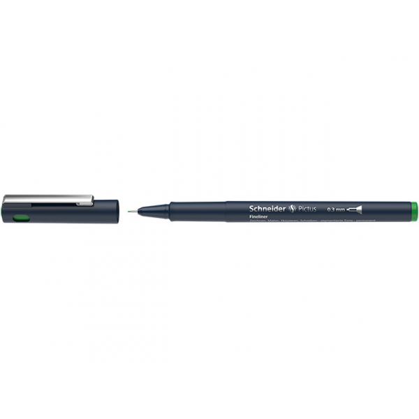 6 Stück Schneider Fineliner Pictus, 477787, tiefblau (Schreibfarbe: grün), 0,3mm 4004675142092 Schneider