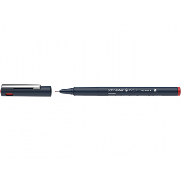 6 Stück Schneider Fineliner Pictus, 477793, tiefblau (Schreibfarbe: rot), 0,5mm 4004675142276 Schneider