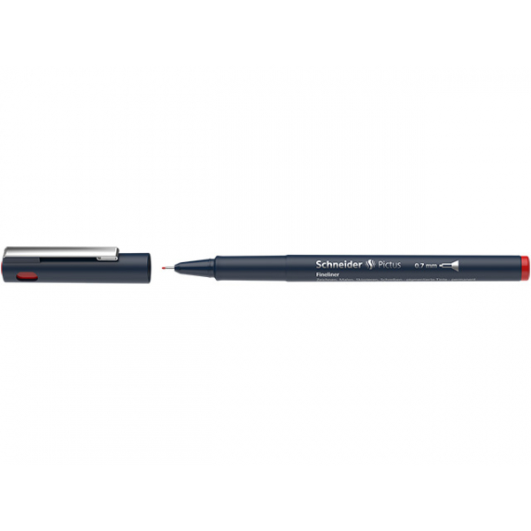 6 Stück Schneider Fineliner Pictus, 477797, tiefblau (Schreibfarbe: rot), 0,7mm 4004675142399 Schneider