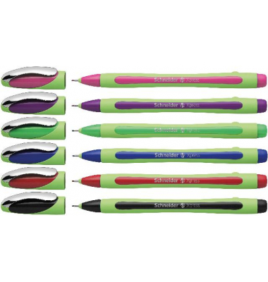 Fineliner-Set Xpress, 506449, hellgr&uuml;n/farbig (Schreibfarbe: 6-farbig sortiert), 0,8mm
