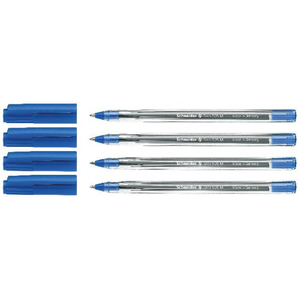 10 Stück Schneider Kugelschreiber Tops 505 Blisterkarte mit 4 Stück, blau 4004675750631 Schneider