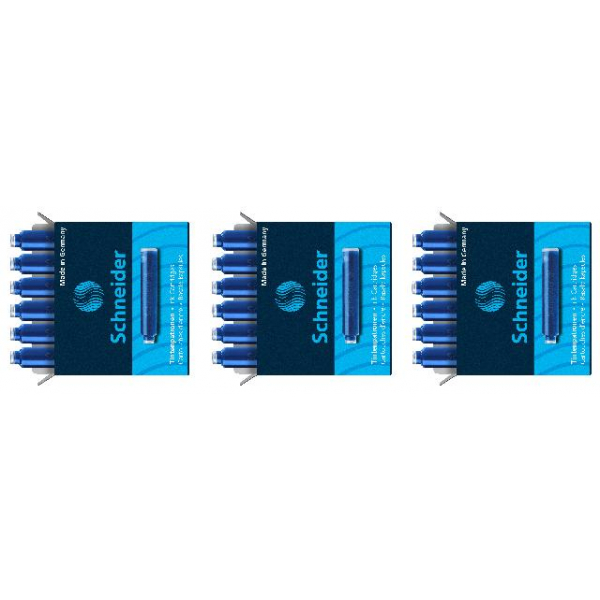 10 Stück Schneider Tintenpatronen 6603 blau, Blisterkarte mit 3 Packungen 4004675766038 Schneider
