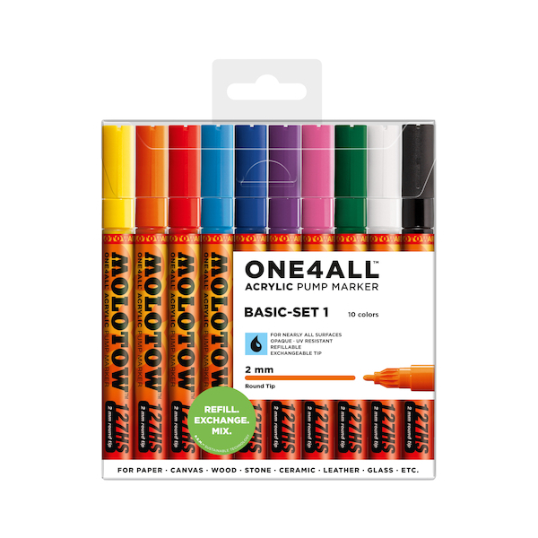 4250397614335 - Acrylmarker ONE4ALL ACRYLIC 127HS 10er Etui 2mm Basic Set 1 4250397614335 Molotow