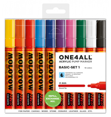 Acrylmarker ONE4ALL ACRYLIC 227HS 10er Etui, 4mm, Basic Set 1