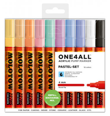 Acrylmarker ONE4ALL ACRYLIC 227HS 10er Etui, 4mm, Pastel Set