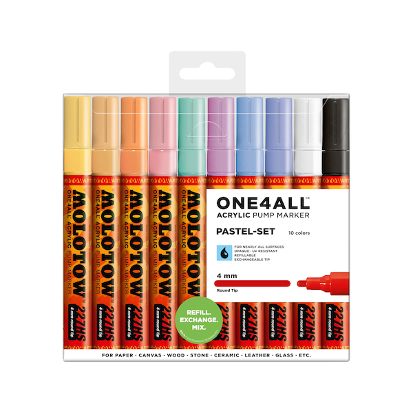 Molotow Acrylmarker ONE4ALL ACRYLIC 227HS 10er Etui, 4mm, Pastel Set 4250397614410 Molotow