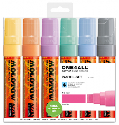 Acrylmarker ONE4ALL ACRYLIC 627HS 6er Etui, 15mm, Pastel Set