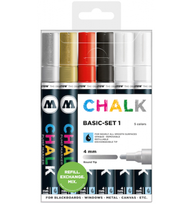 Kreidemarker CHALK, 4mm 6er Etui, Basic Set 1, sortiert