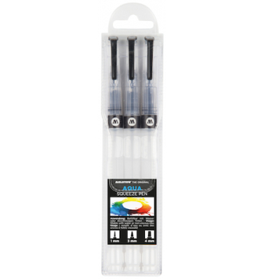 Pinselset AQUA Squeeze, 445501, Gr&ouml;&szlig;en sortiert, 1x flache & 2x runde Spitze