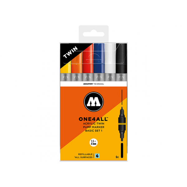 4250397641928 - Acrylmarker ONE4ALL ACRYLIC TWIN 6er Etui Basic Set 1 sortiert 4250397641928 Molotow 4250397641928 - Acrylmarker ONE4ALL ACRYLIC TWIN 6er Etui Basic Set 1 sortiert 4250397641928 Molotow