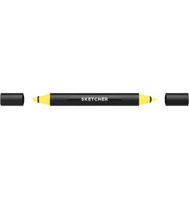 Twinmarker Sketcher brush+chisel Y 020 zitronengelb