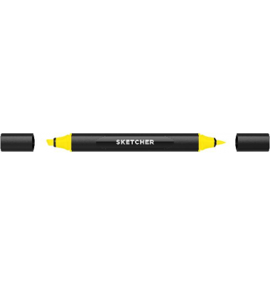 Twinmarker Sketcher brush+chisel Y 025 gelb