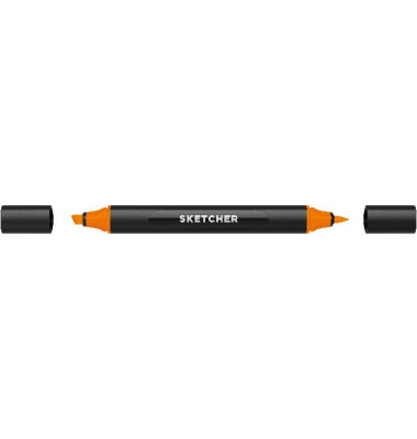 Twinmarker Sketcher brush+chisel O 055 orange