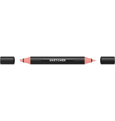 Twinmarker Sketcher brush+chisel R 080 korallenrot mittel