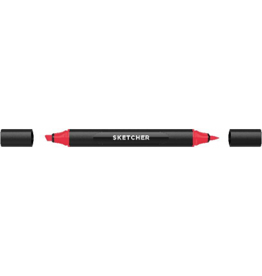 Twinmarker Sketcher brush+chisel R 095 kirschrot