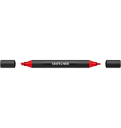 Twinmarker Sketcher brush+chisel R 100 tiefrot