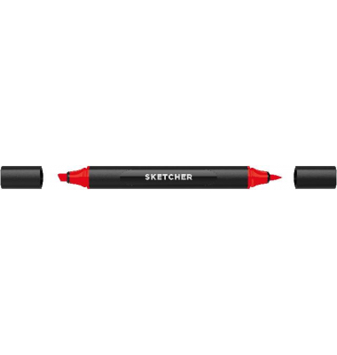 Twinmarker Sketcher brush+chisel R 100 tiefrot