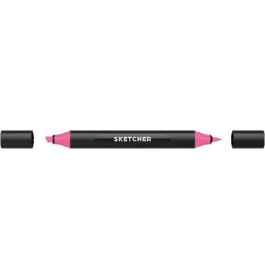 Twinmarker Sketcher brush+chisel P 160 schockpink mittel
