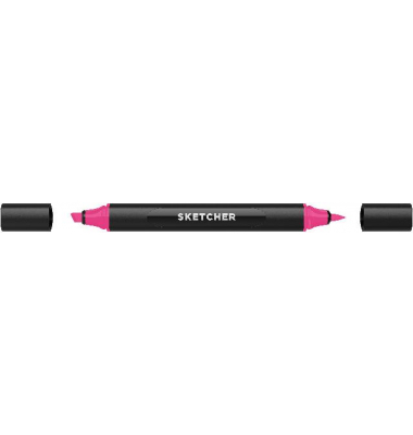 Twinmarker Sketcher brush+chisel P 165 schockpink