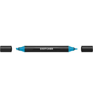 Twinmarker Sketcher brush+chisel B 240 pfauenblau