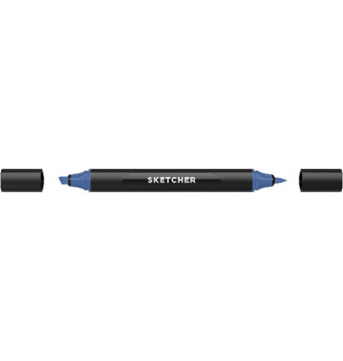 Twinmarker Sketcher brush+chisel B 250 saphirblau