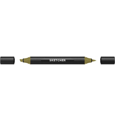 Twinmarker Sketcher brush+chisel K 415 olive