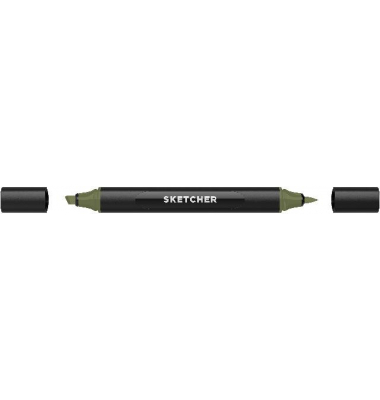 Twinmarker Sketcher brush+chisel K 420 olive dunkel