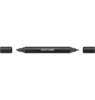 Twinmarker Sketcher brush+chisel NG565 neutralgrau 6