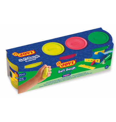 Soft Dough BLANDIVER neon Knetmasse 3er Schachtel, Neon Farben sortiert Kinderknete