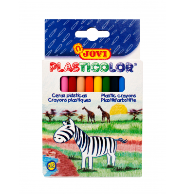 PLASTICOLOR Plastikfarbstifte 12er Schachtel, farbig sortiert