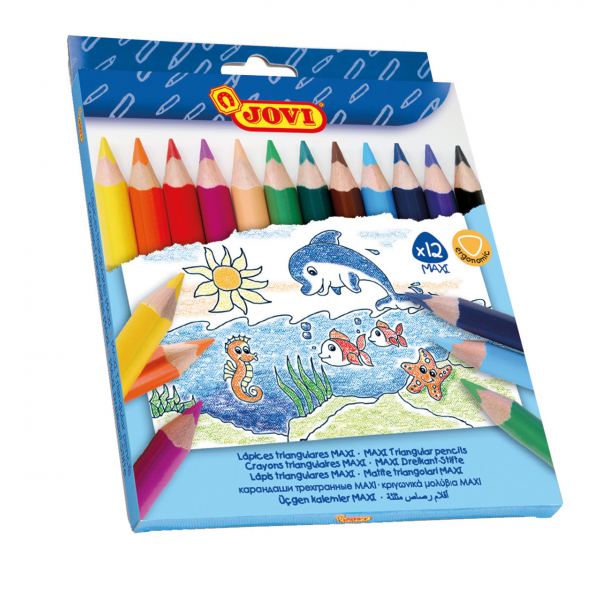 8412027008563 - MAXI Dreikant-Stifte ergonomic 12er Schachtel farbig sortiert 8412027008563 Jovi