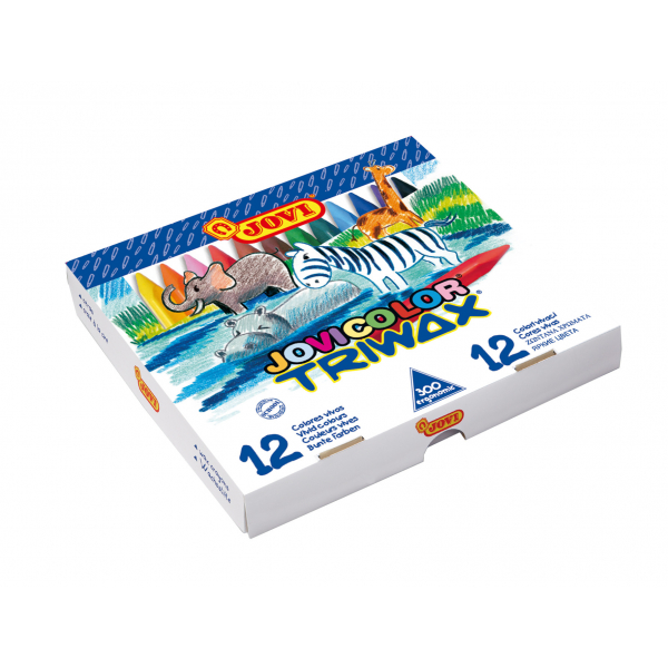 Jovi Wachsmalstifte Jumbo Easy Grip Sparbox, 979, farbig sortiert, Dreikantform, 1,1x8,2cm (ØxL) 8412027024754 Jovi