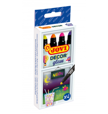 DECOR glass NEON Wachsmalstifte 4er Schachtel, Neon Farben sortiert
