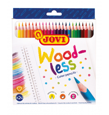 Farbstifte-Set Wood-less, 734/24, farbig sortiert, dreikant, ergonomisch, Packung