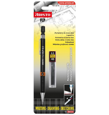 Druckbleistift College Feinminenstift FLP 0,5 Blister, AR23556B, H&auml;rte HB, 0,5mm, schwarz, mit Radiergummi