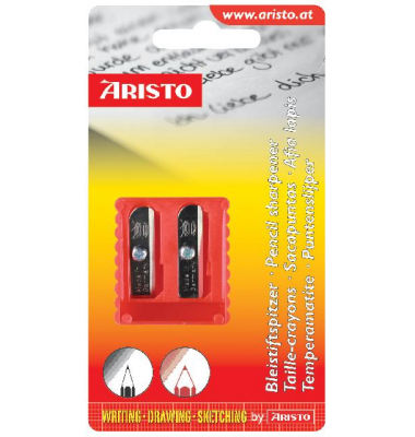 Farb- und Bleistiftspitzer doppelt, Kunststoff, im Blister