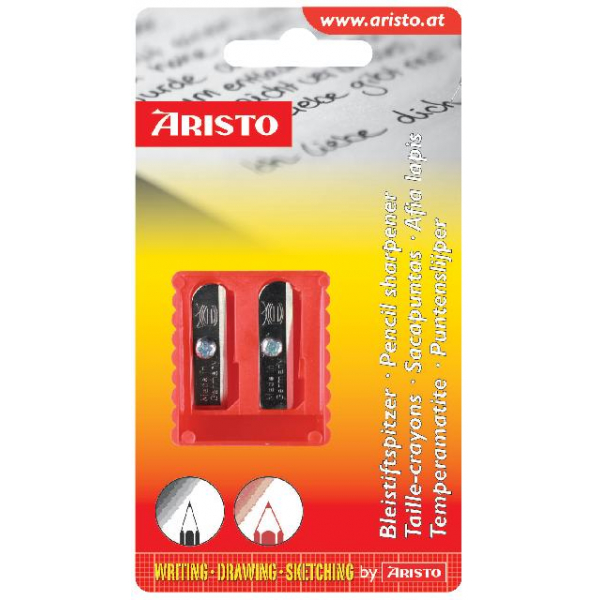 10 Stück Aristo Farb- und Bleistiftspitzer doppelt, Kunststoff, im Blister 9003182001491 Aristo