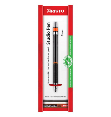 Druckbleistift Feinminenstift Studio 0.50 schwarz, AR85704EB, Härte HB, 0,5mm, schwarz, mit Radiergummi