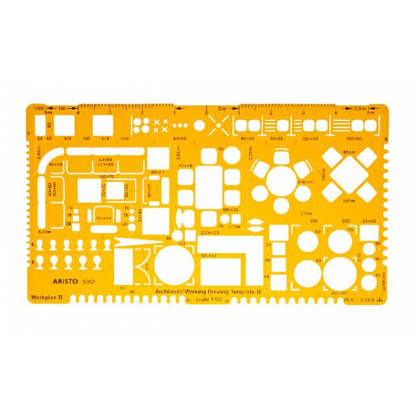 9003182050628 - Architektur-Werkschablone 2 150 225 x 125 mm Tuschenoppen Architektur-Werkschablone 9003182050628 Aristo
